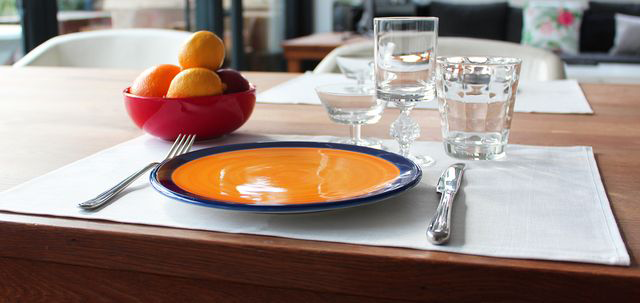 White linen placemats