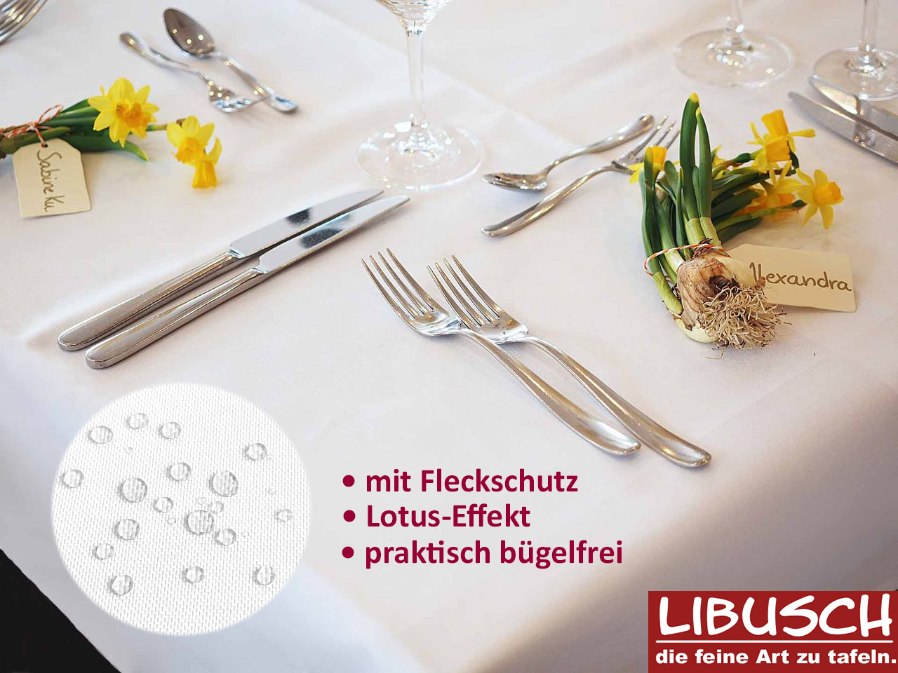 Wrinkle-free Jatta tablecloth with lotus effect