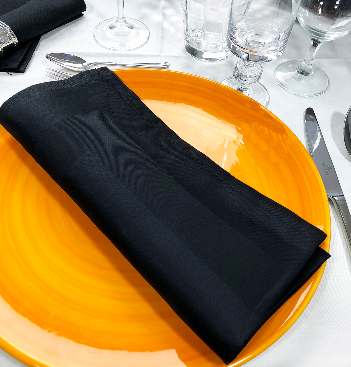 Cloth napkins black  with satin band