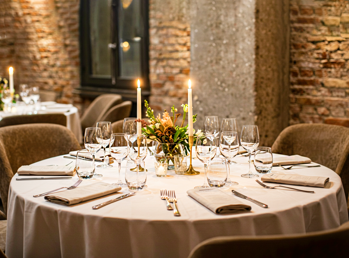 Tischdecke Klara rund Baumwolle weiß