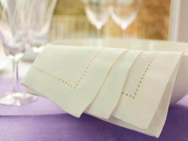 Fine linen napkins with hemstitch