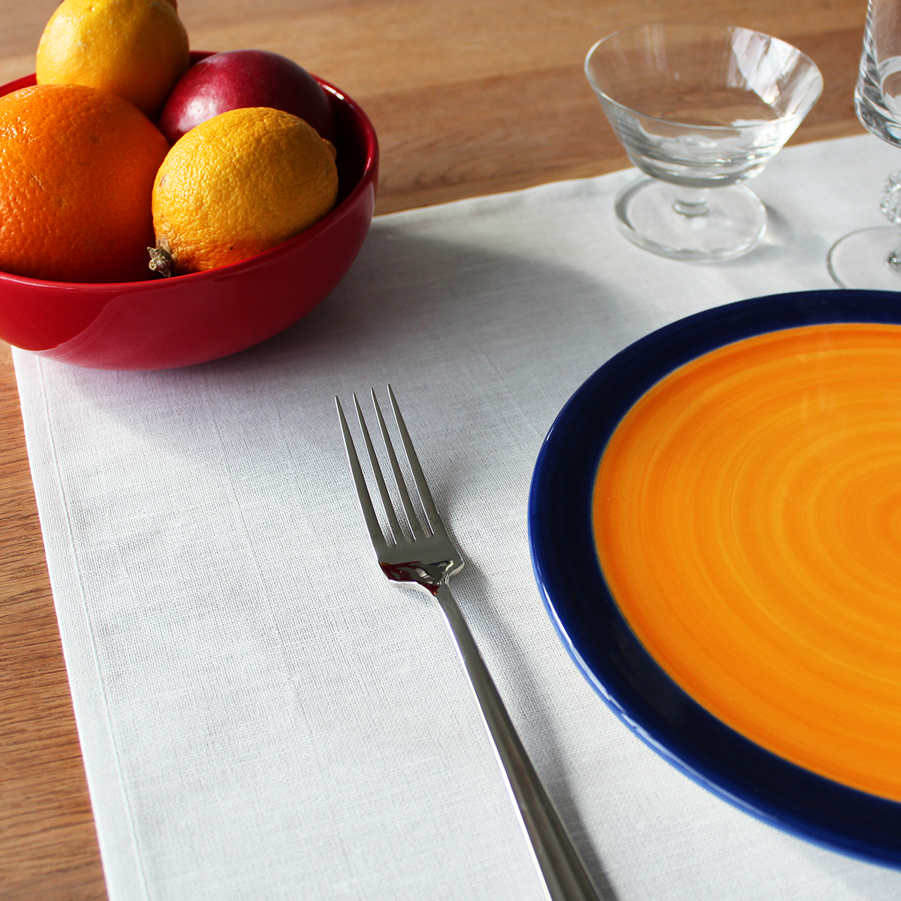 Half-linen placemats white
